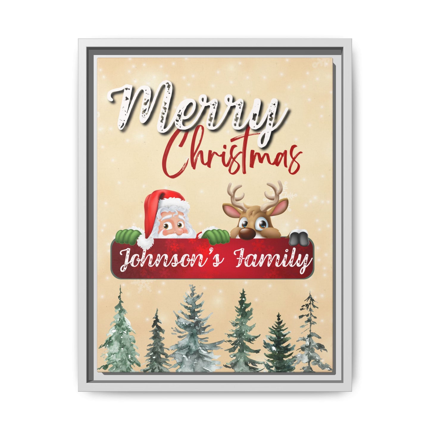 Merry Christmas Family Canvas – Personalized (Framed)