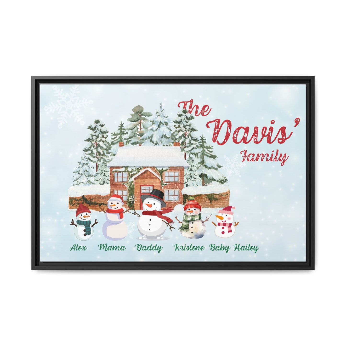 Personalized Framed Snowman Family Christmas Canvas