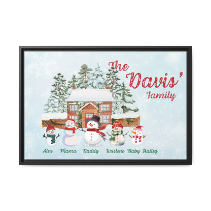 Personalized Framed Snowman Family Christmas Canvas