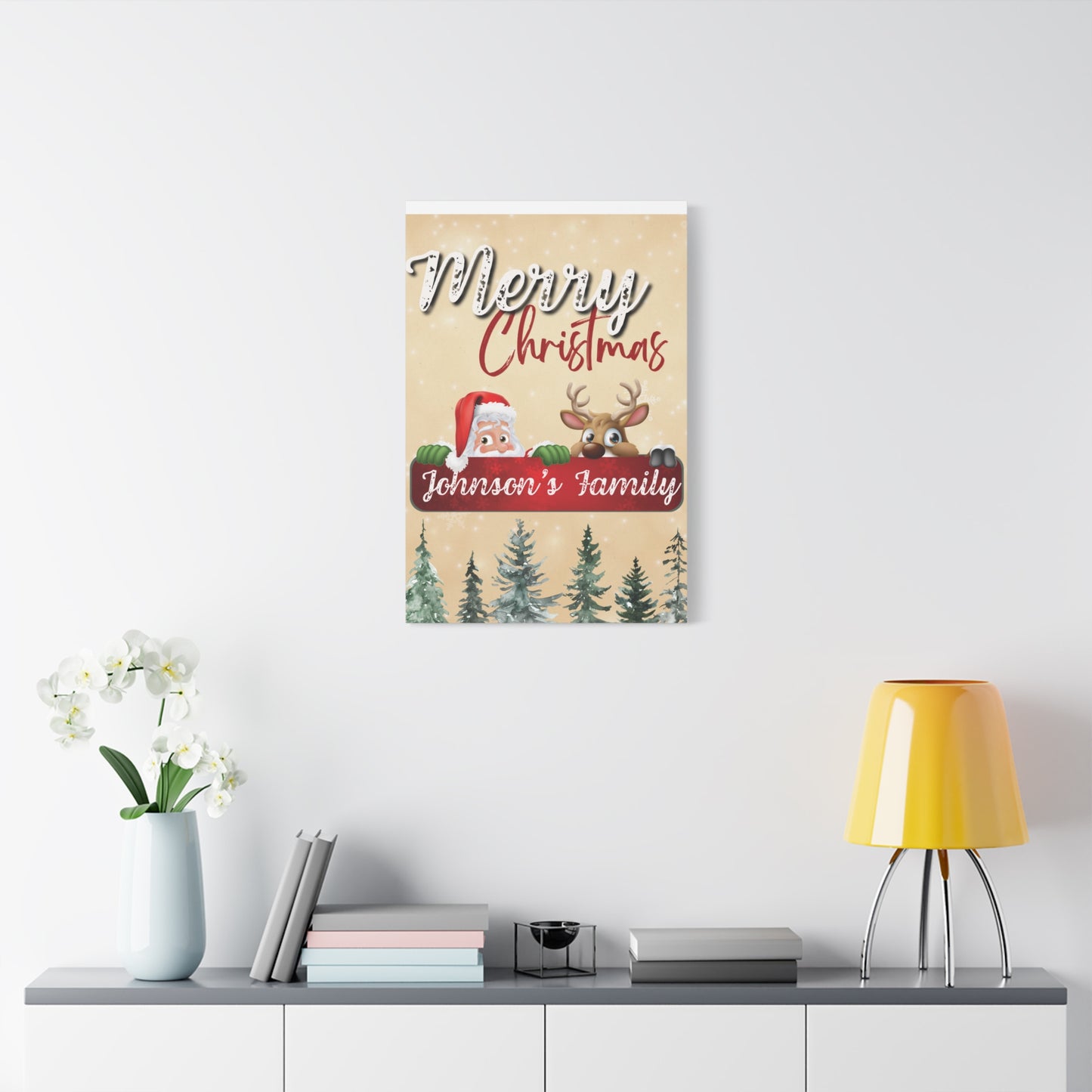 Merry Christmas Personalized Canvas - Santa & Rudolph Design