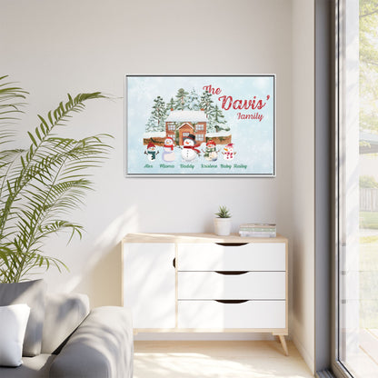 Personalized Framed Snowman Family Christmas Canvas