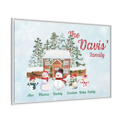 Personalized Framed Snowman Family Christmas Canvas