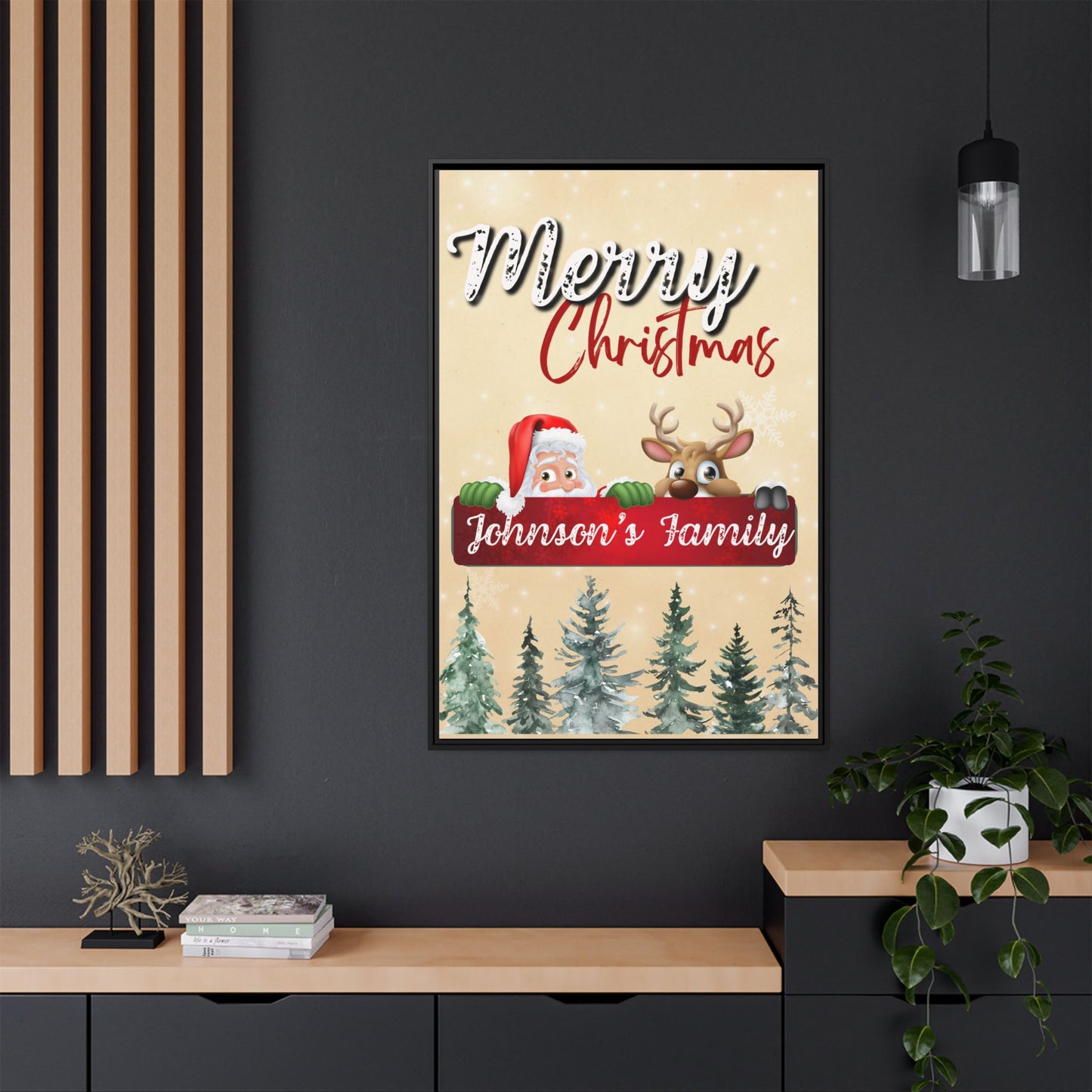 Merry Christmas Family Canvas – Personalized (Framed)