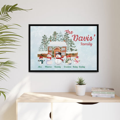 Personalized Framed Snowman Family Christmas Canvas