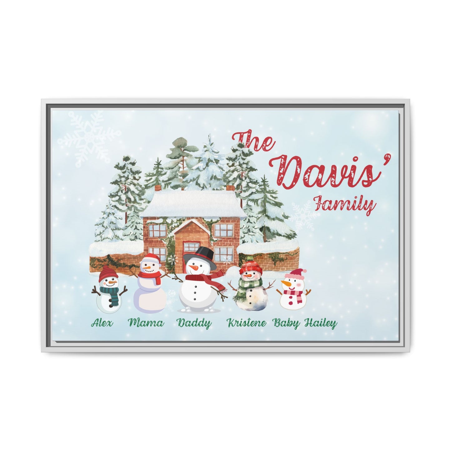 Personalized Framed Snowman Family Christmas Canvas