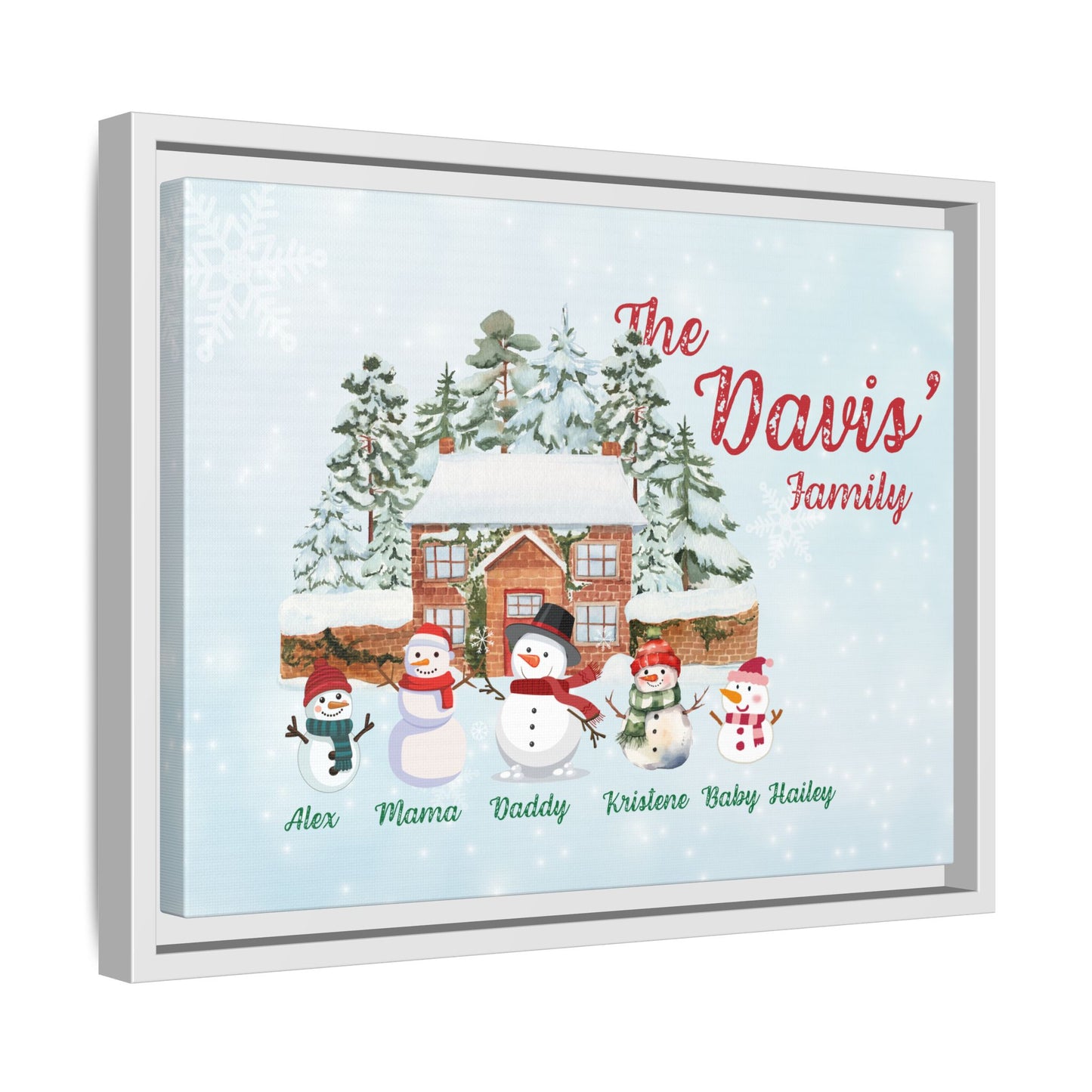 Personalized Framed Snowman Family Christmas Canvas