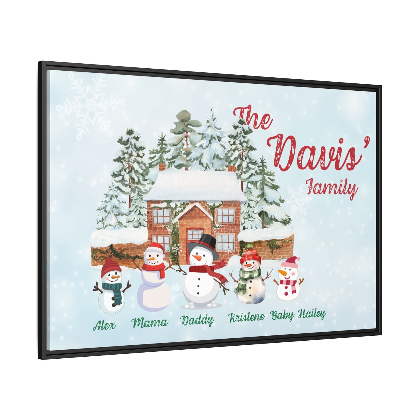 Personalized Framed Snowman Family Christmas Canvas