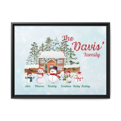 Personalized Framed Snowman Family Christmas Canvas