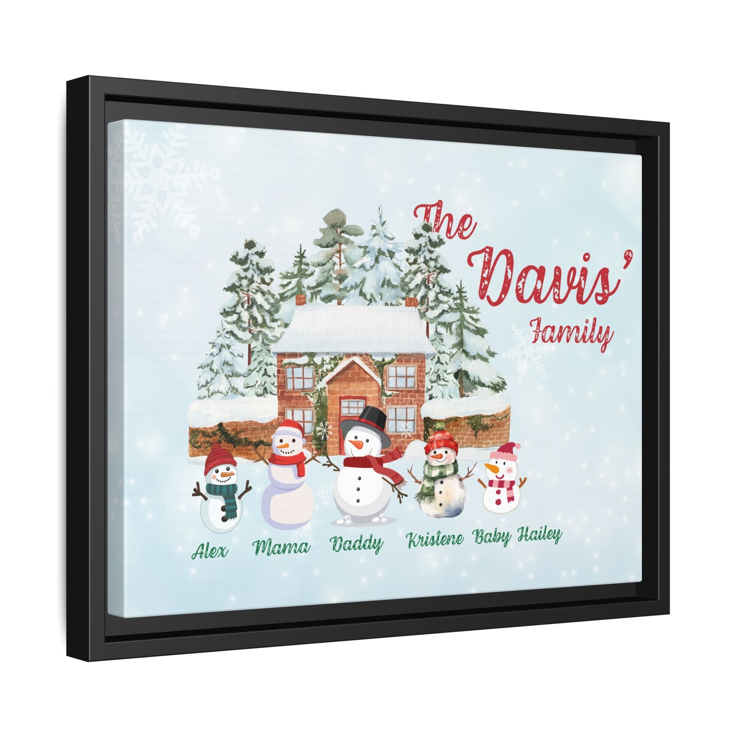 Personalized Framed Snowman Family Christmas Canvas