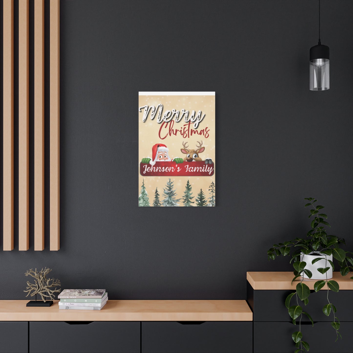 Merry Christmas Personalized Canvas - Santa & Rudolph Design