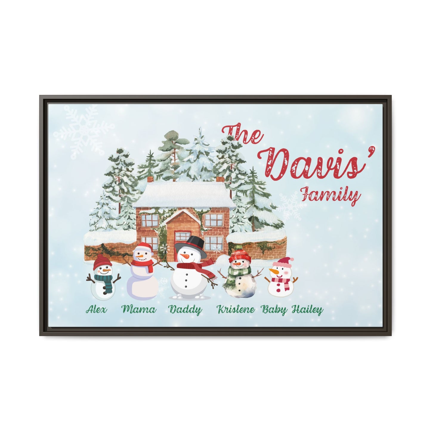 Personalized Framed Snowman Family Christmas Canvas