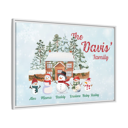 Personalized Framed Snowman Family Christmas Canvas