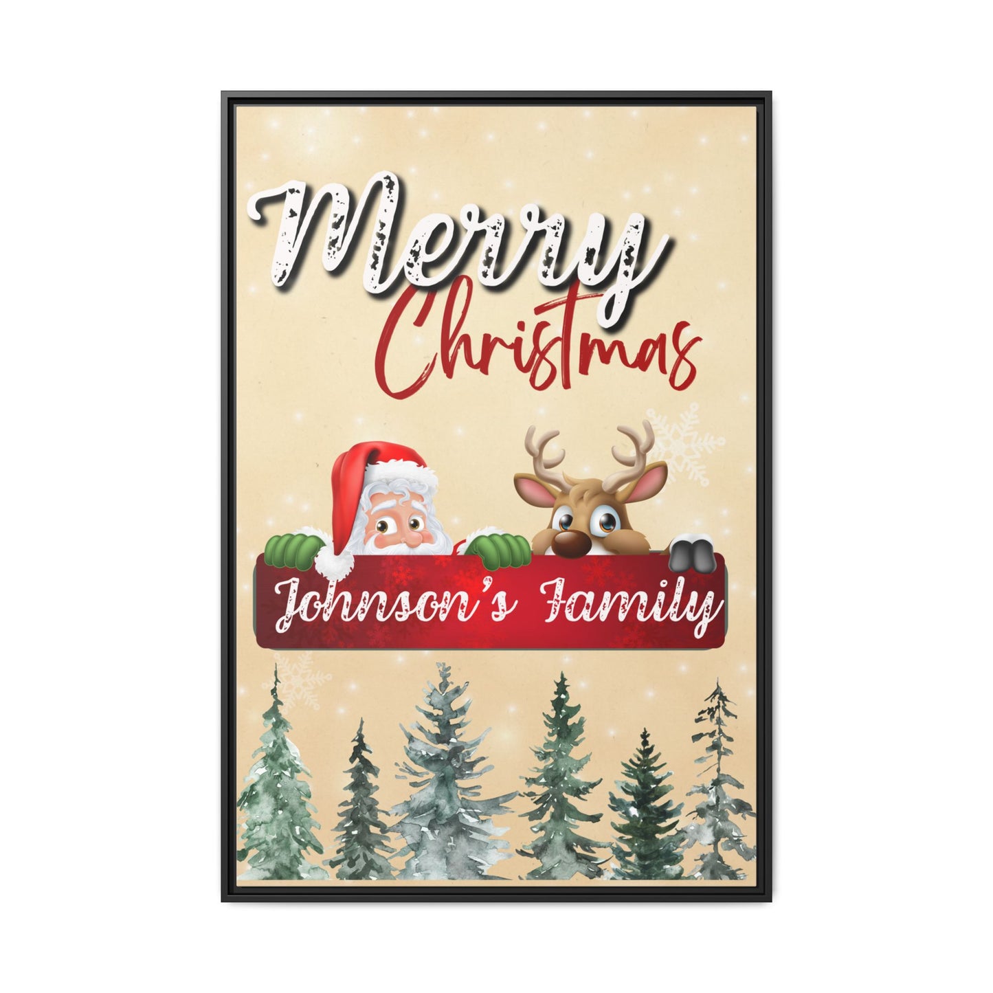 Merry Christmas Family Canvas – Personalized (Framed)