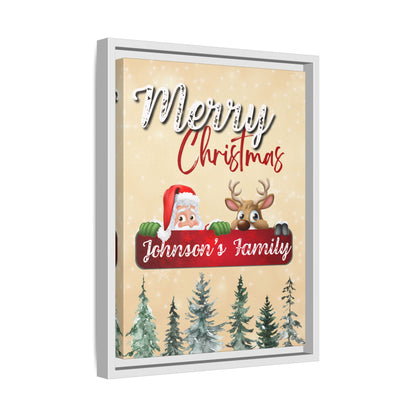 Merry Christmas Family Canvas – Personalized (Framed)