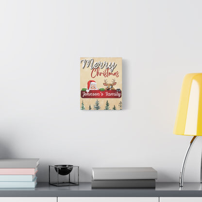 Merry Christmas Personalized Canvas - Santa & Rudolph Design