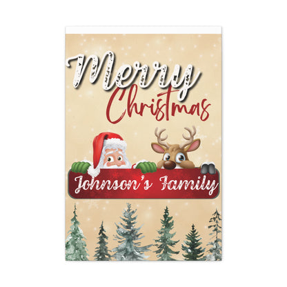 Merry Christmas Personalized Canvas - Santa & Rudolph Design