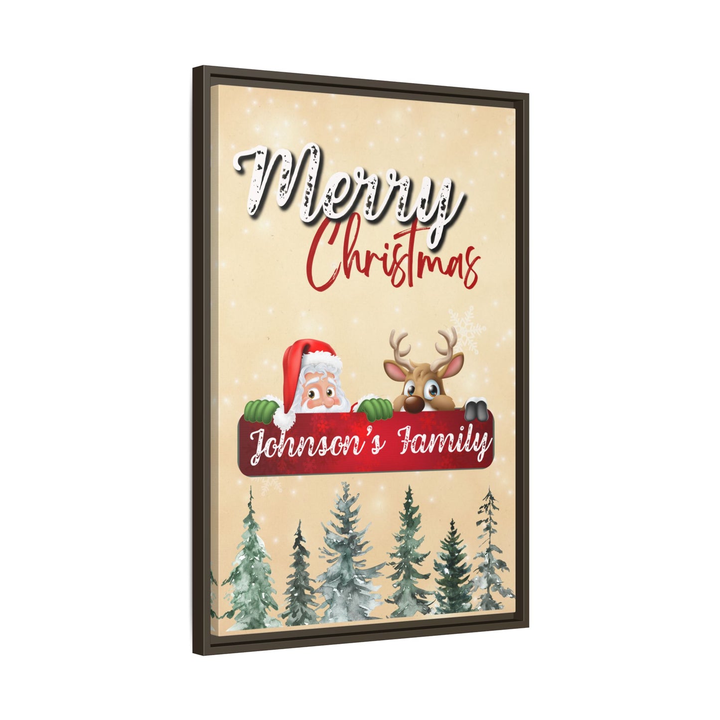 Merry Christmas Family Canvas – Personalized (Framed)