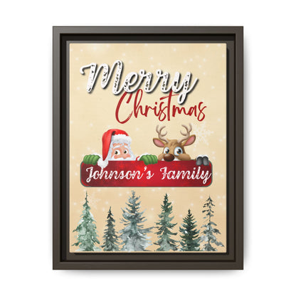 Merry Christmas Family Canvas – Personalized (Framed)