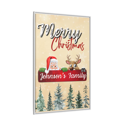 Merry Christmas Family Canvas – Personalized (Framed)