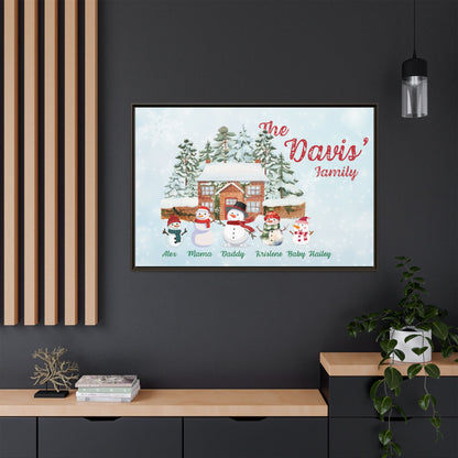 Personalized Framed Snowman Family Christmas Canvas