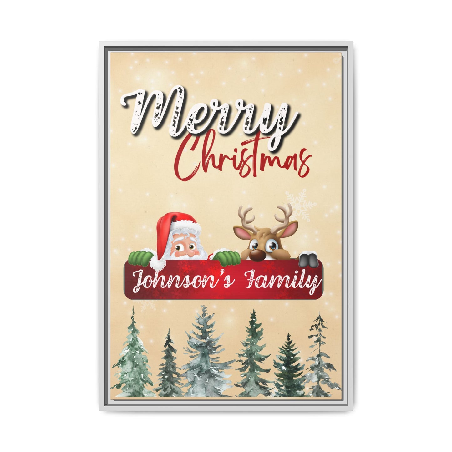 Merry Christmas Family Canvas – Personalized (Framed)