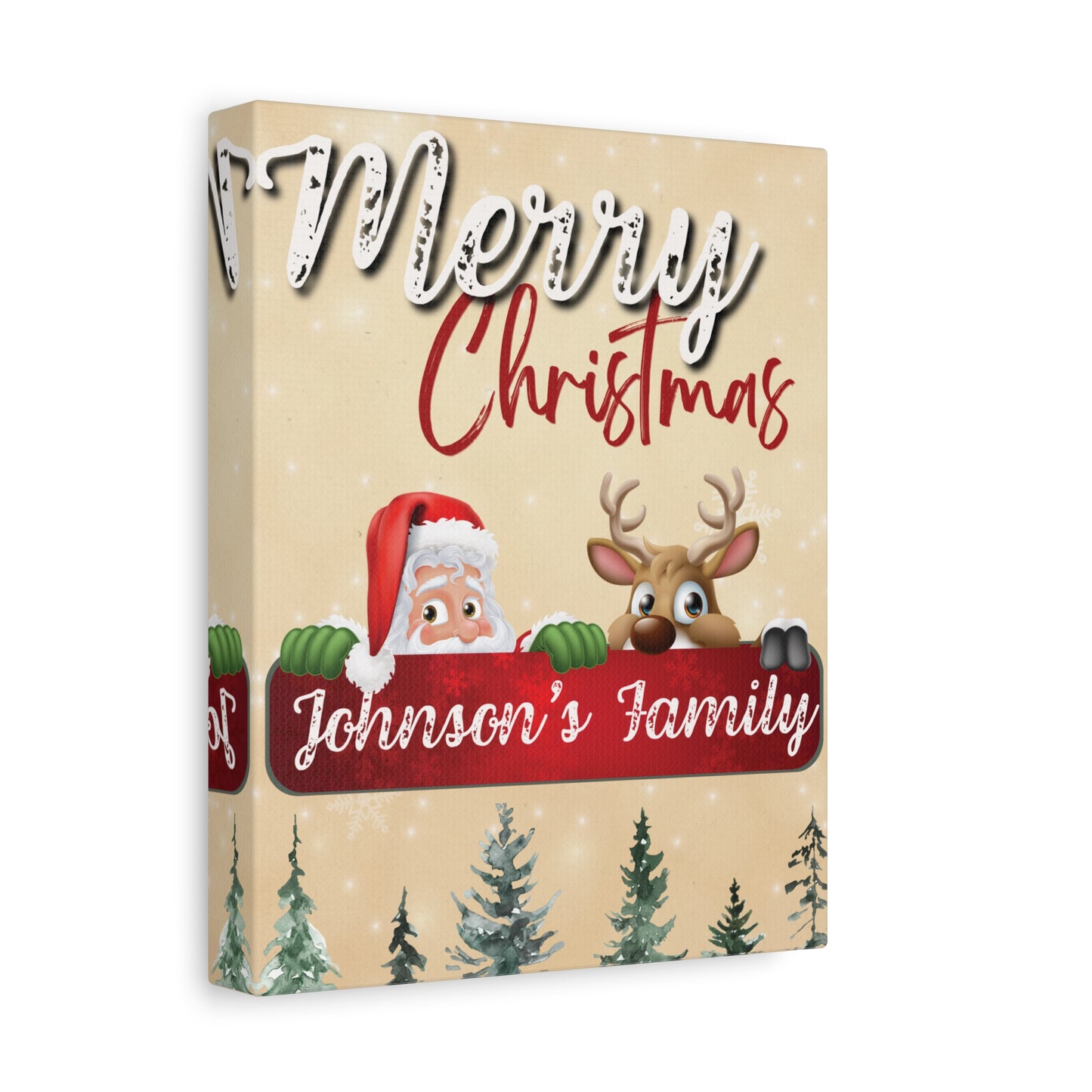 Merry Christmas Personalized Canvas - Santa & Rudolph Design