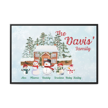 Personalized Framed Snowman Family Christmas Canvas