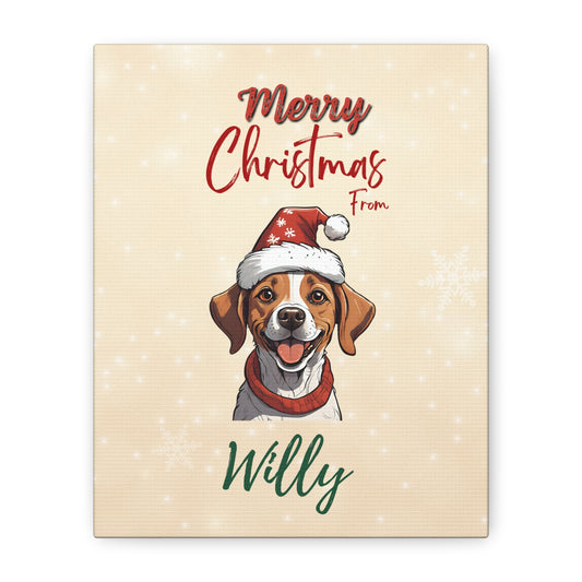 'Merry Christmas' Canvas for Pet Lovers – Celebrate with Your Dog's Name