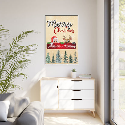 Merry Christmas Family Canvas – Personalized (Framed)