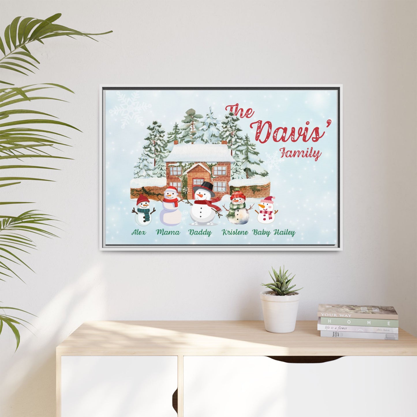 Personalized Framed Snowman Family Christmas Canvas