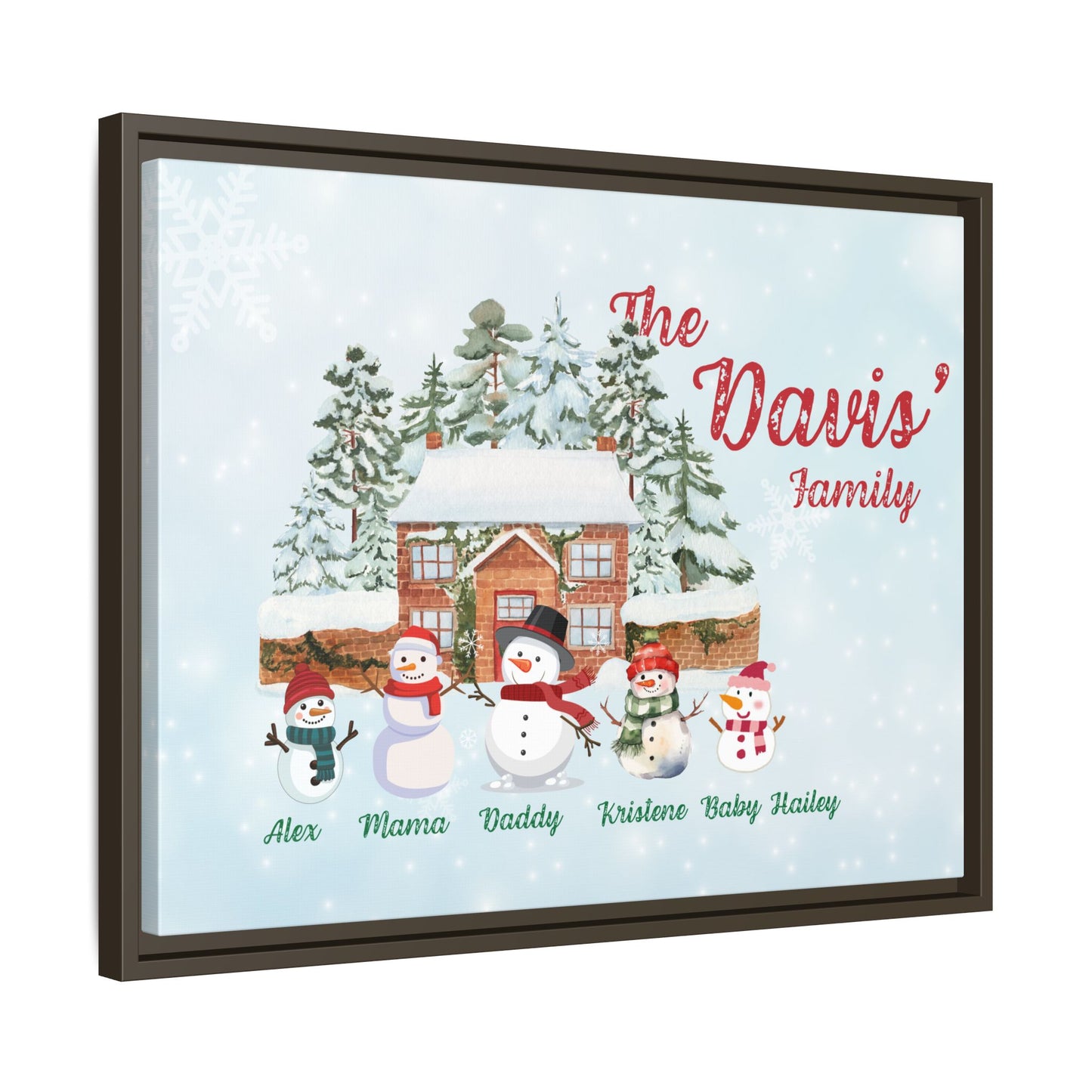 Personalized Framed Snowman Family Christmas Canvas