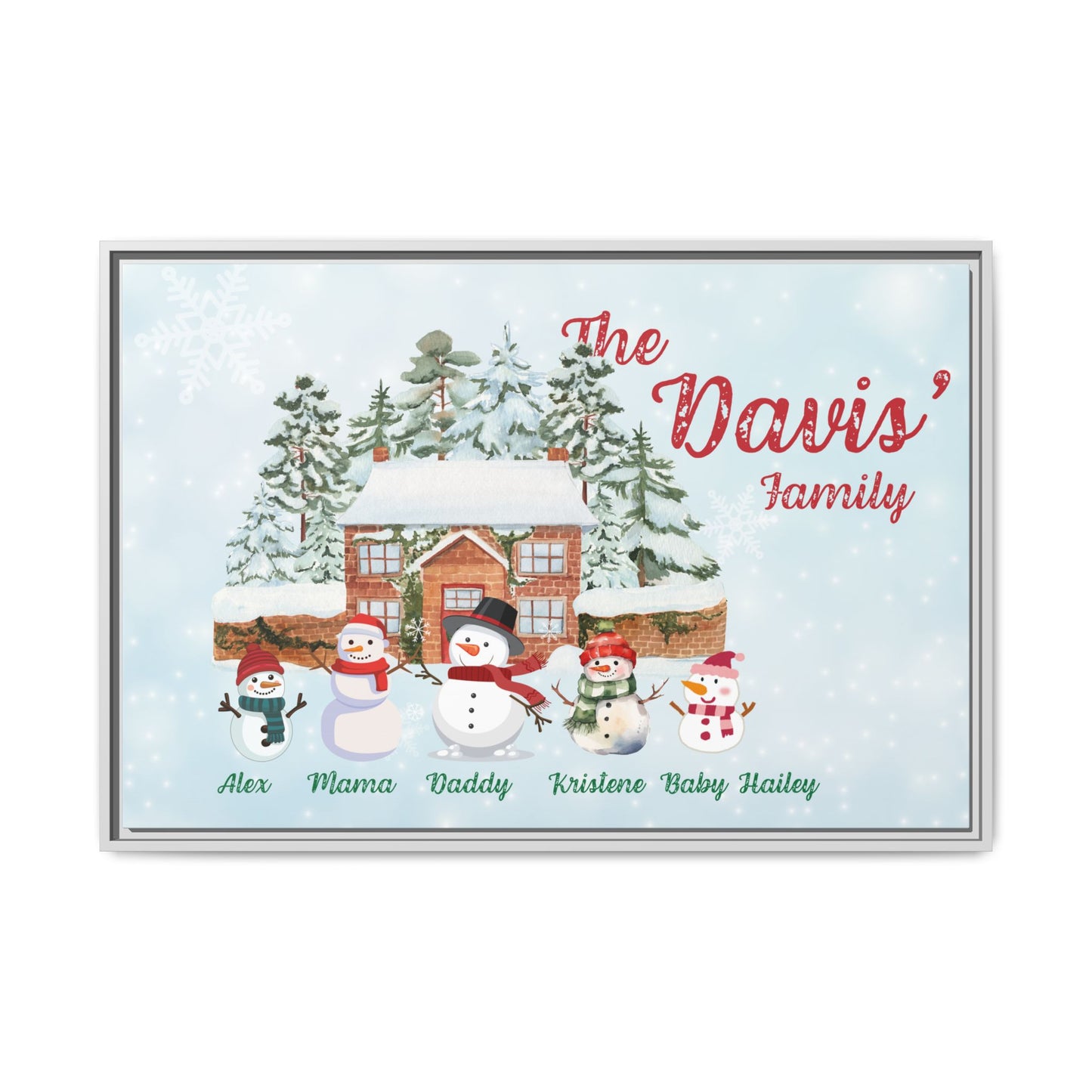 Personalized Framed Snowman Family Christmas Canvas