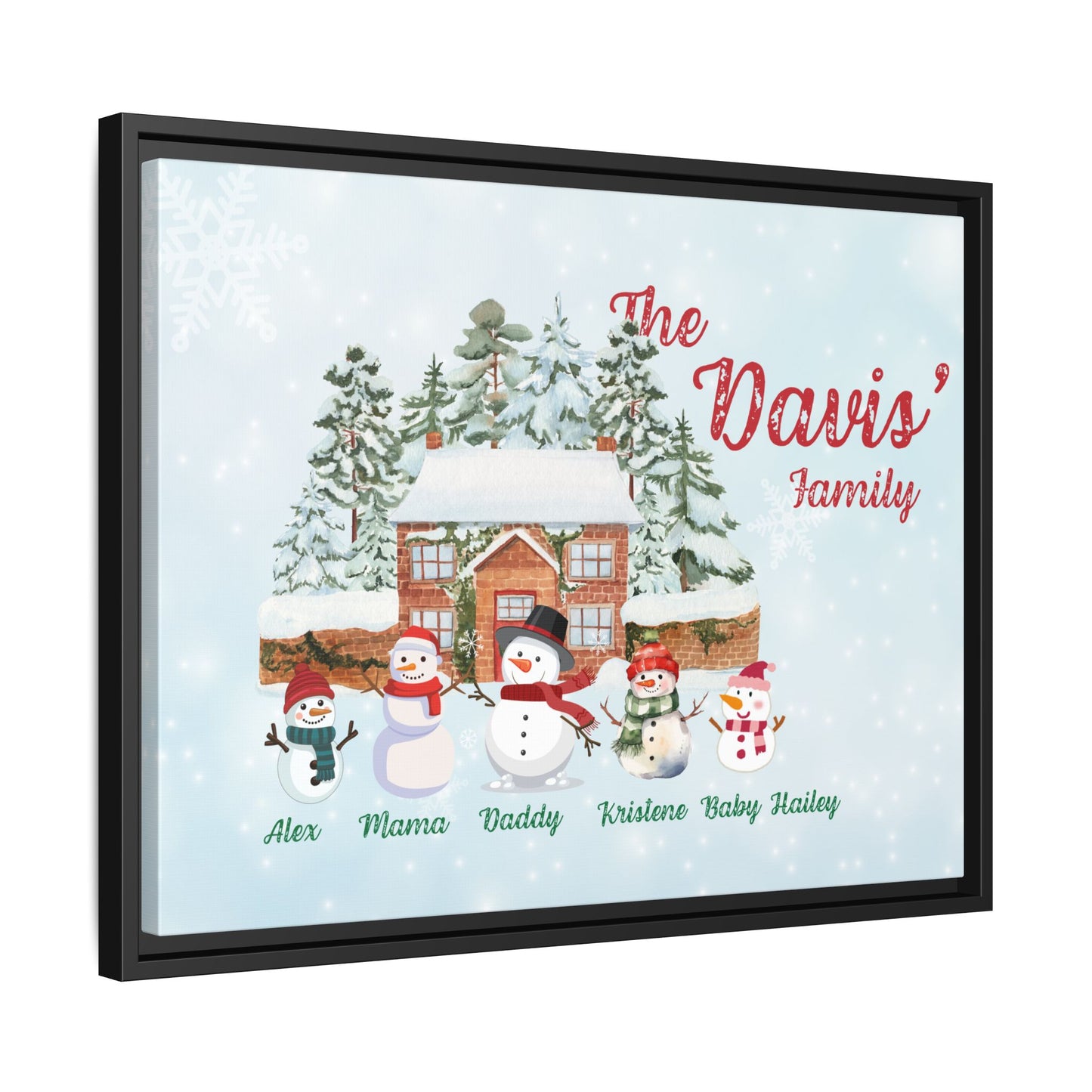 Personalized Framed Snowman Family Christmas Canvas