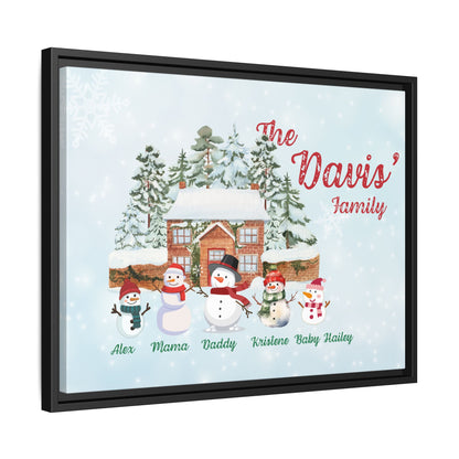 Personalized Framed Snowman Family Christmas Canvas