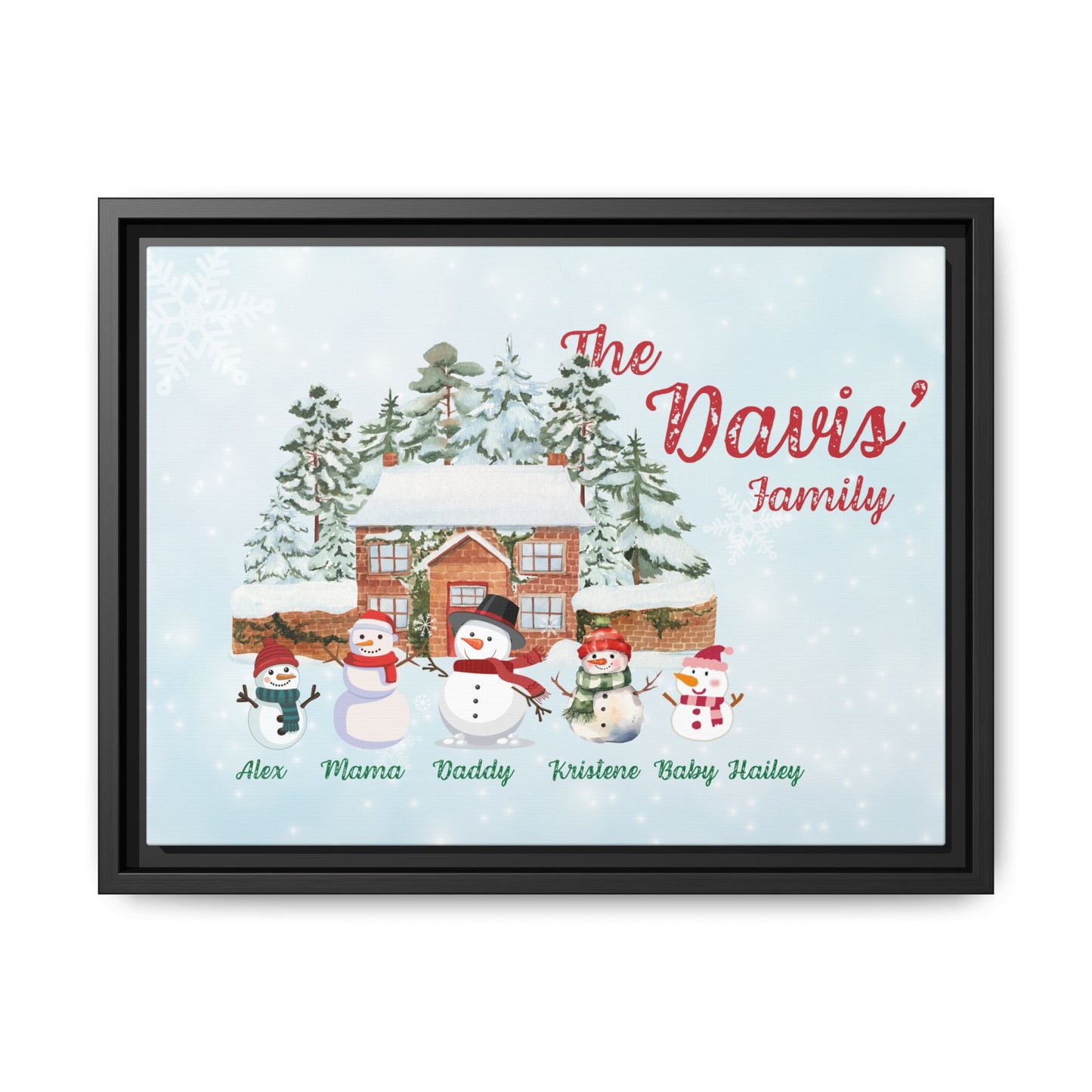 Personalized Framed Snowman Family Christmas Canvas