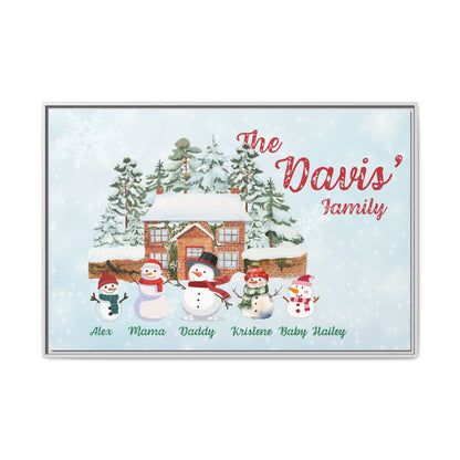 Personalized Framed Snowman Family Christmas Canvas