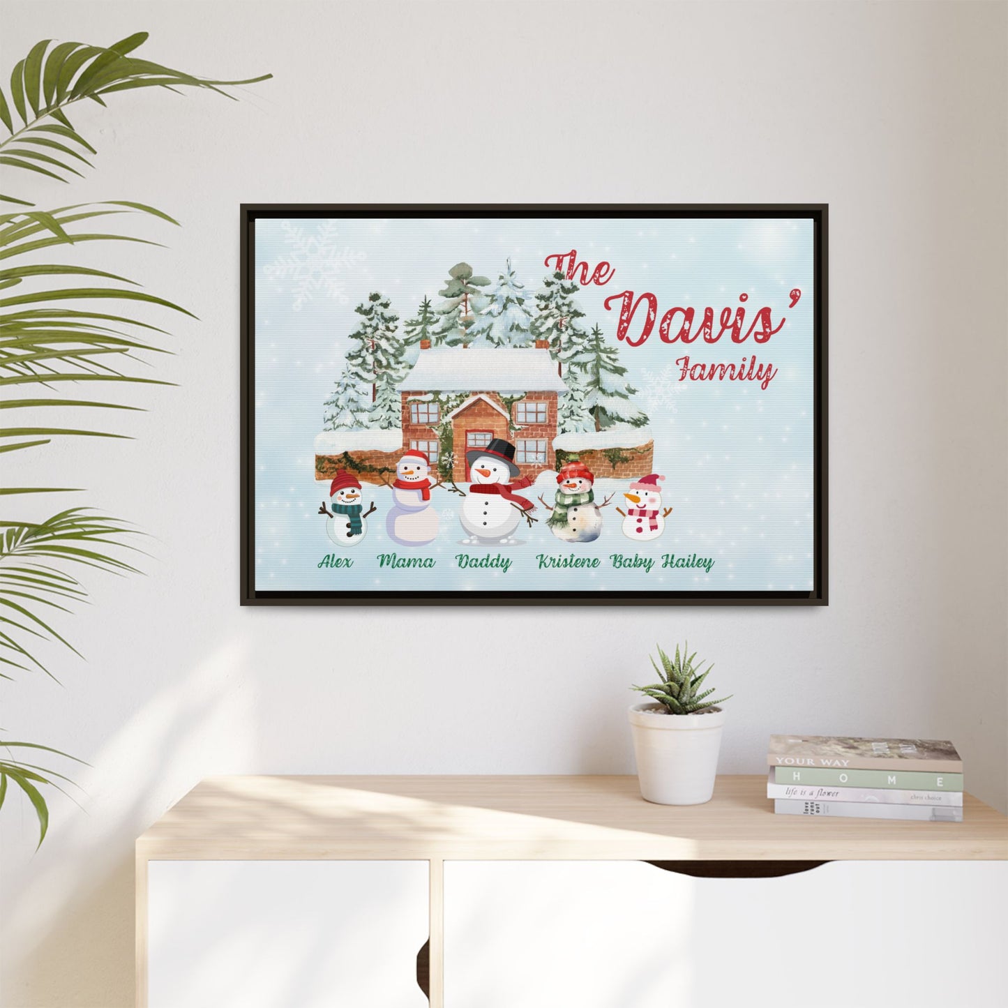 Personalized Framed Snowman Family Christmas Canvas