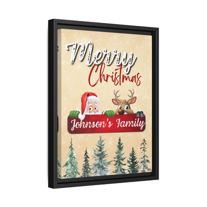 Merry Christmas Family Canvas – Personalized (Framed)