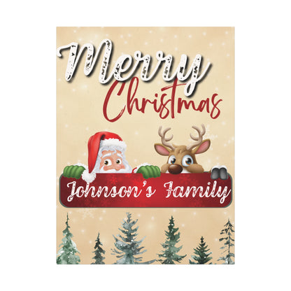 Merry Christmas Personalized Canvas - Santa & Rudolph Design