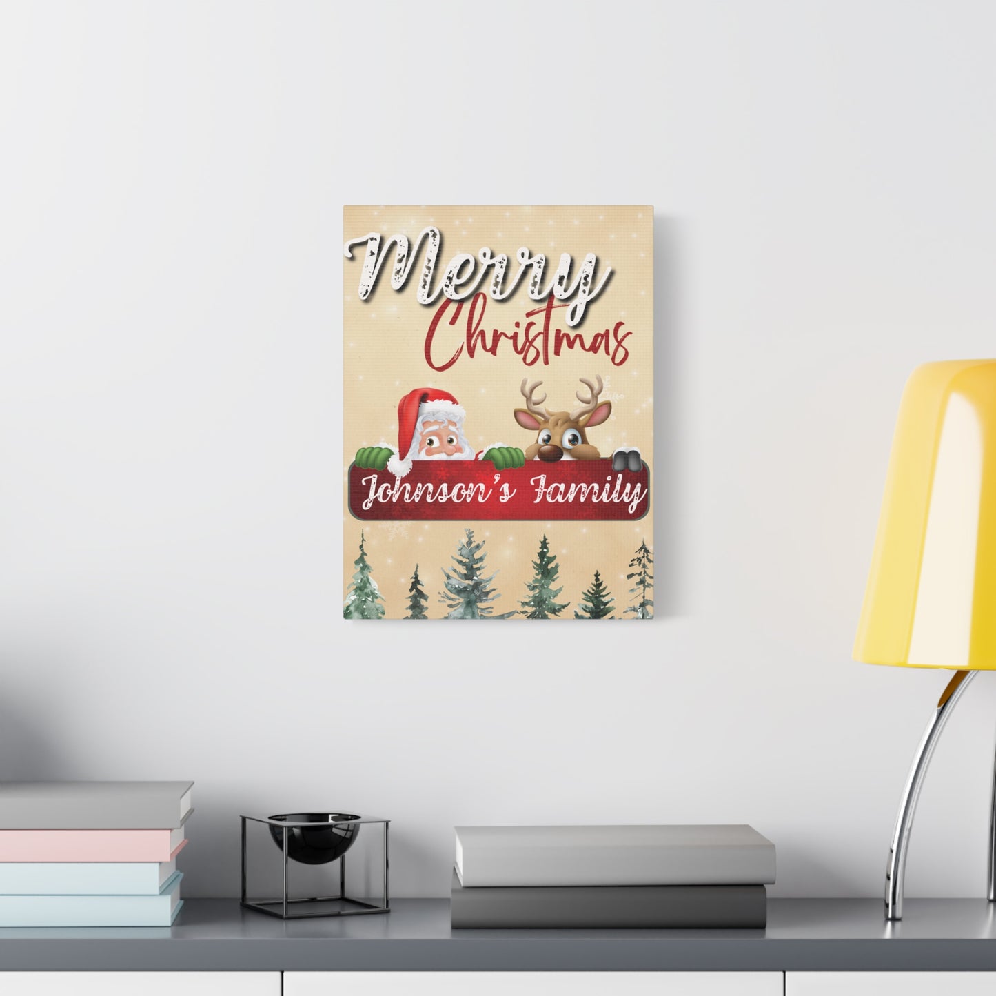 Merry Christmas Personalized Canvas - Santa & Rudolph Design