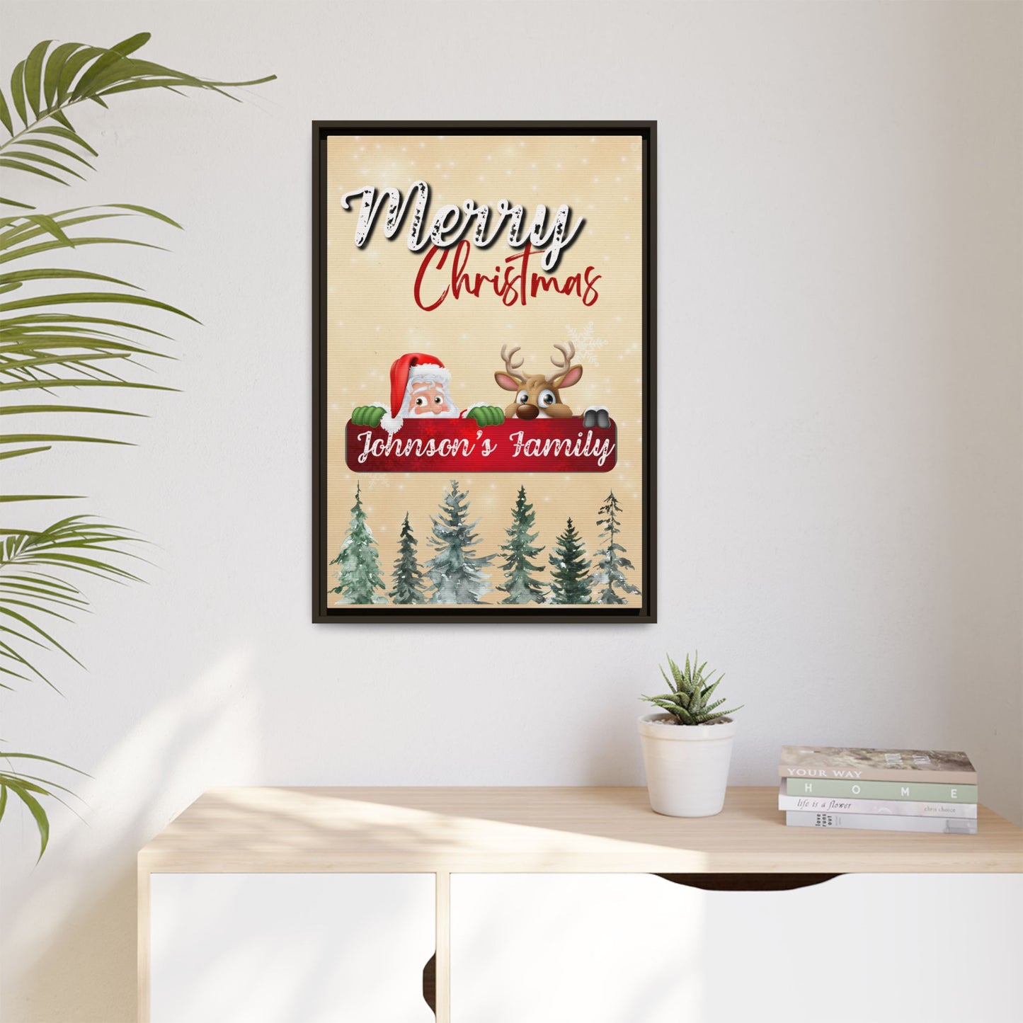 Merry Christmas Family Canvas – Personalized (Framed)