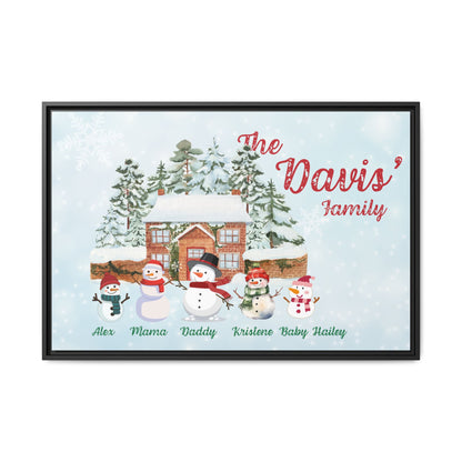 Personalized Framed Snowman Family Christmas Canvas