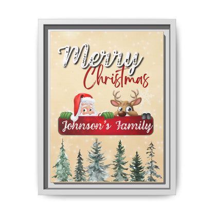 Merry Christmas Family Canvas – Personalized (Framed)