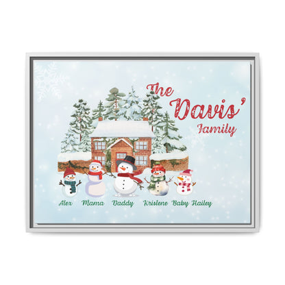 Personalized Framed Snowman Family Christmas Canvas