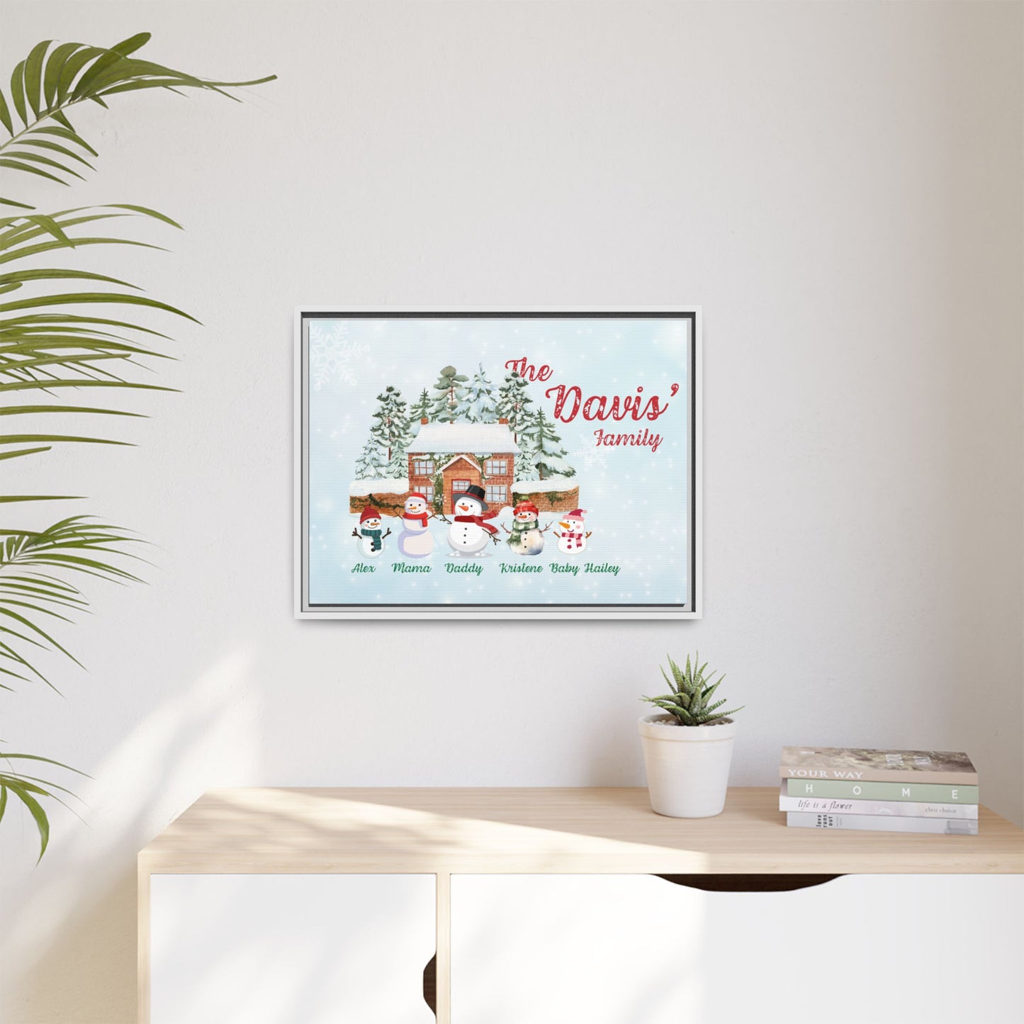 Personalized Framed Snowman Family Christmas Canvas