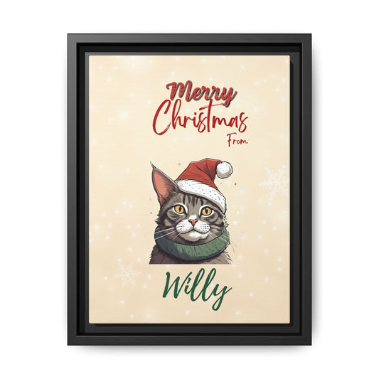 Merry Christmas from [Your Cat's Name] - Personalized Framed Canvas