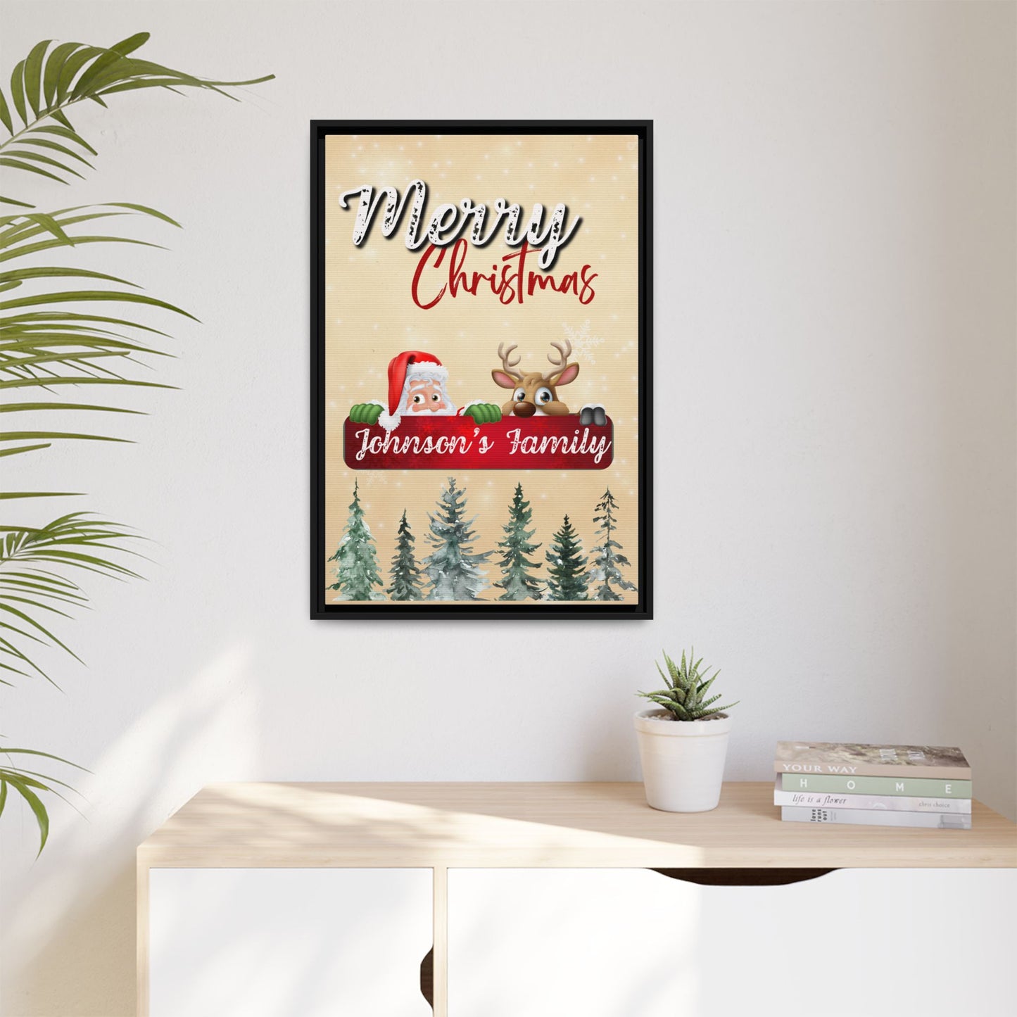 Merry Christmas Family Canvas – Personalized (Framed)