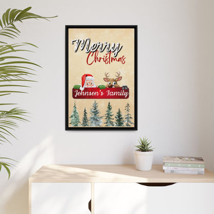 Merry Christmas Family Canvas – Personalized (Framed)