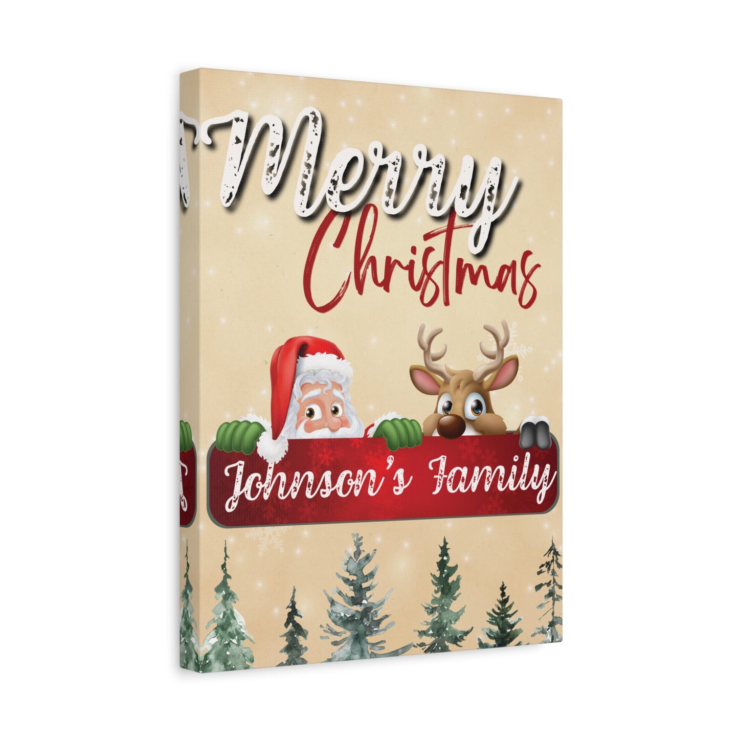 Merry Christmas Personalized Canvas - Santa & Rudolph Design