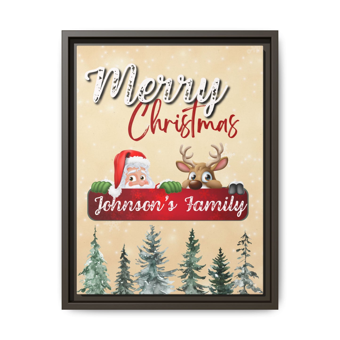 Merry Christmas Family Canvas – Personalized (Framed)